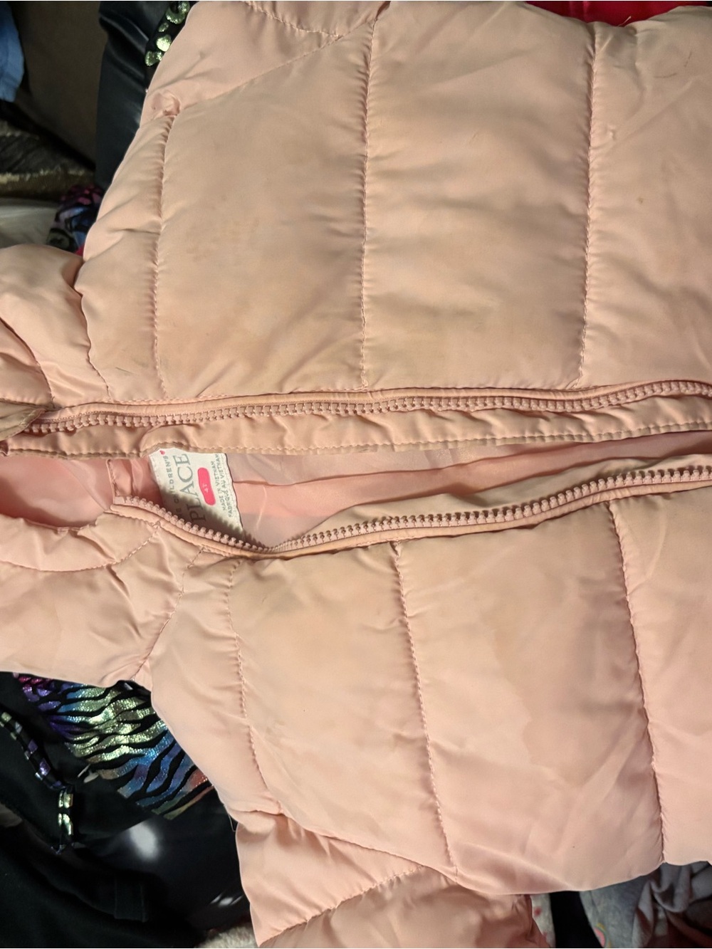 The Children's Place Pale Pink Quilted Puffer Jacket with Hood